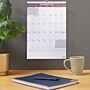 2026 Staples 15.5" x 22.75" Monthly Wall Calendar, White/Red/Gray