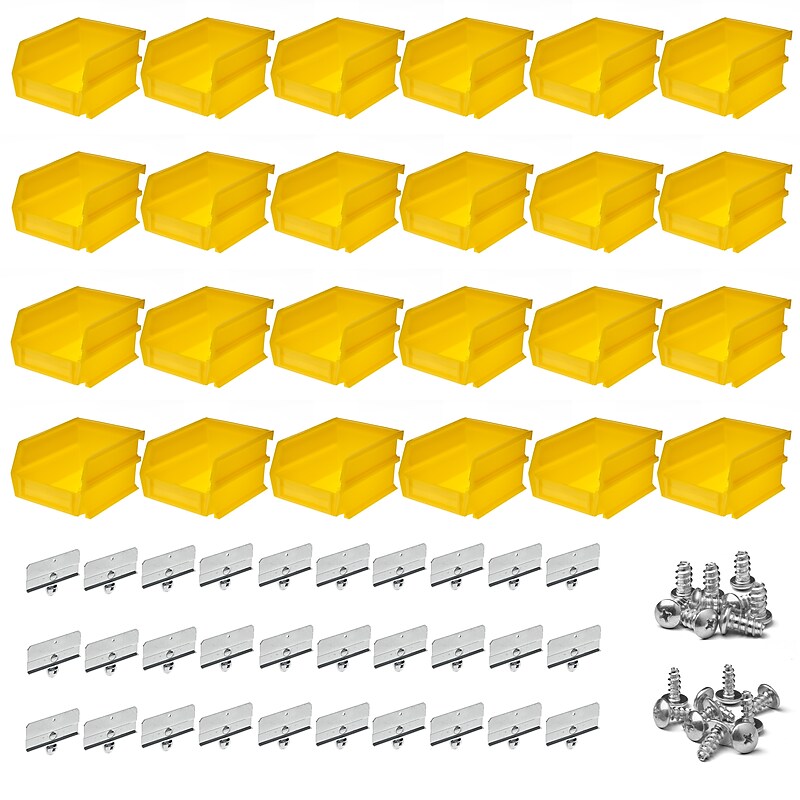 Triton Products 5-3/8" L x 4-1/8" W x 3" H LocBin Storage Bin With BinClip, Yellow, 24/CT (BK-210) image 1