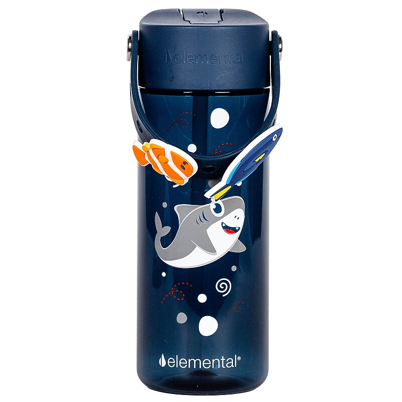 Elemental Splash Charm Plastic Water Bottle, 18 oz., Shark Friends (EMLETR18SF31C) image 1