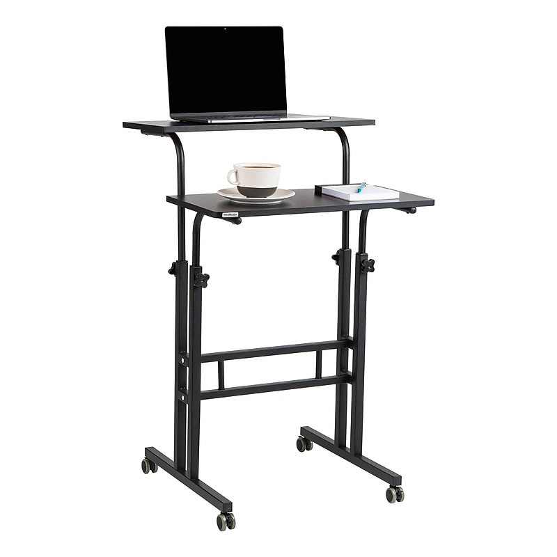 Mind Reader 27.5"- 39" Mobile Adjustable Sit/Stand Desk, Black (SDROLLXL-BLK) image 1