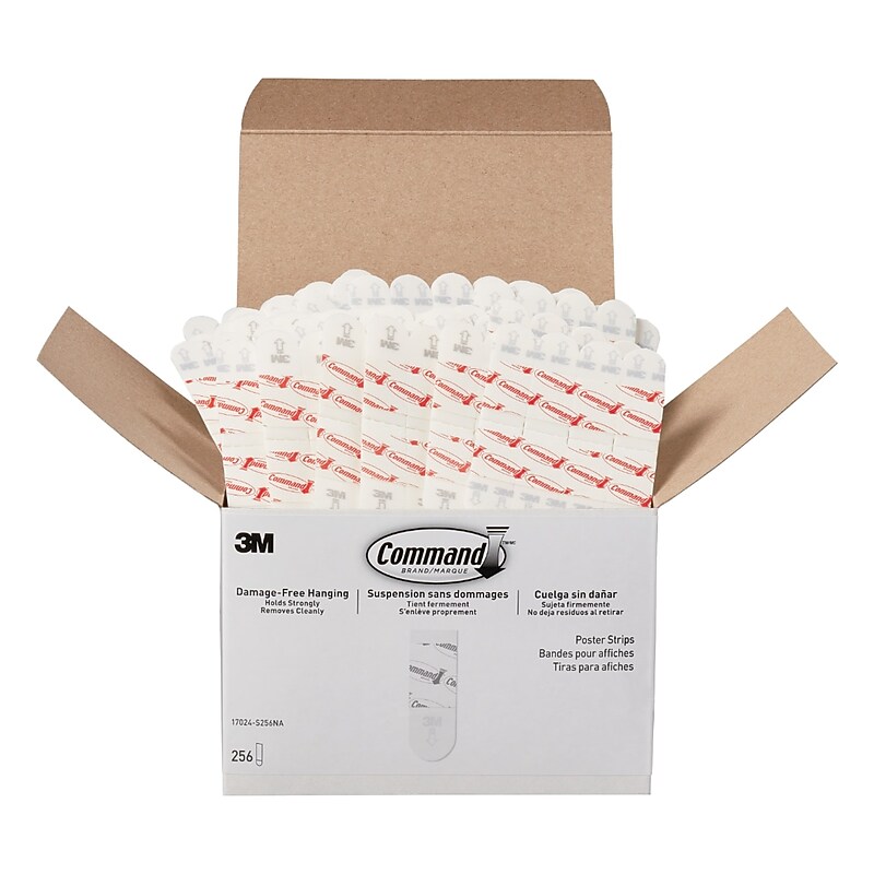 Command Damage Free Small Poster Hanging Strip Kit, White, 256/Pack (17024S256NA) image 1