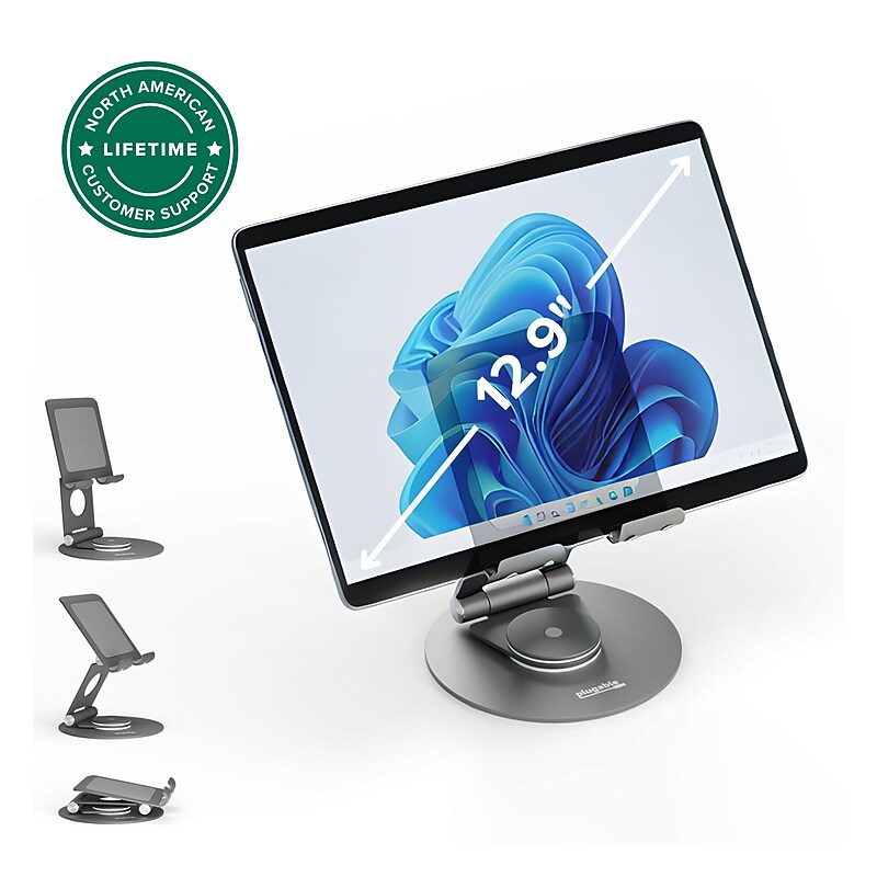 Plugable Universal Adjustable IPad Compatible Tablet Stand, Gray (PT-STAND1) image 1