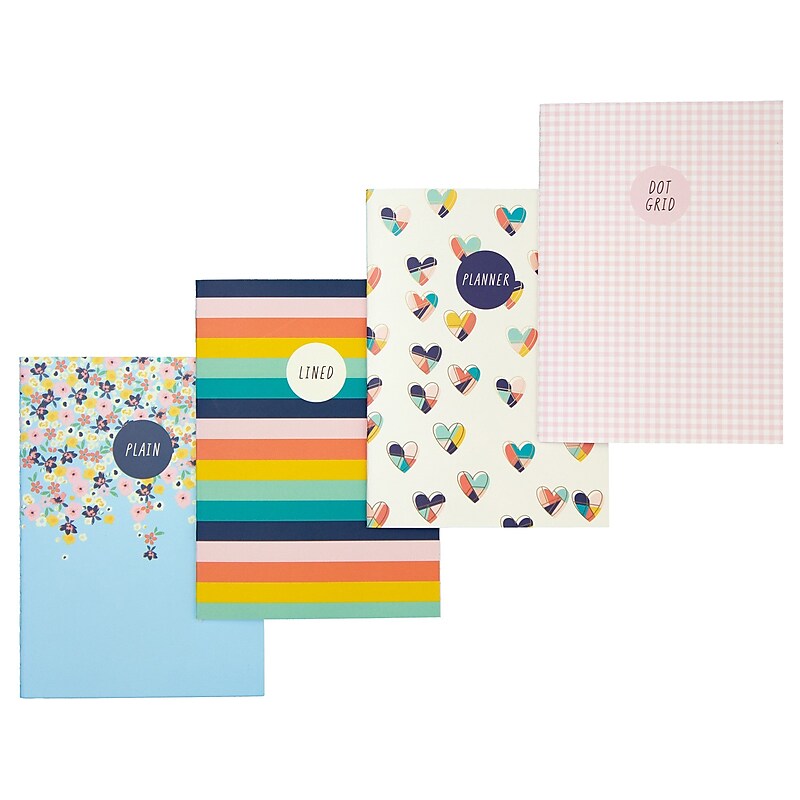 Carpe Diem Hearts 1-Subject Notebooks, 4.1" x 5.8", 16 Sheets, Assorted Colors, 4/Pack (9367-CD) image 1