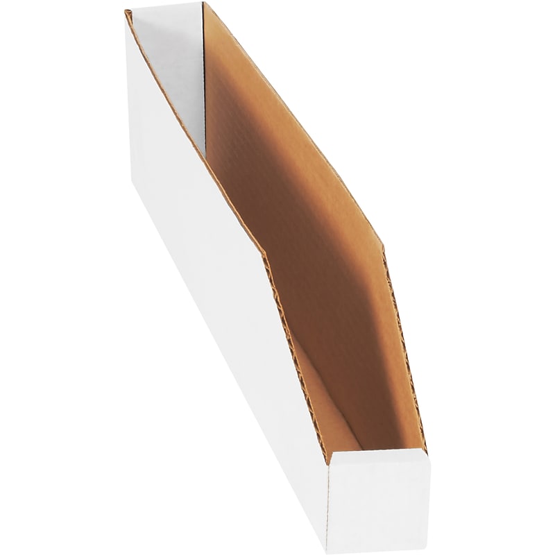 Partners Brand Medium Folding Corrugated Storage Bin, 4.5" x 2"x 24", White, 50/Bundle (BINMT224) image 1