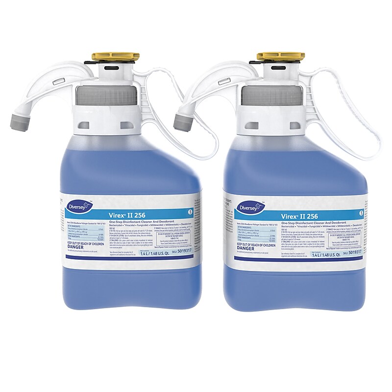 Diversey Virex II 256 Disinfectant Cleaner and Deodorant, SmartDose Bottle, Mint, 2/Carton (5019317) image 1