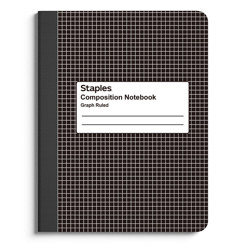 Staples 1-Subject Composition Notebook, 7.5" x 9.75", Graph Ruled, 80 Sheets, Black (ST55072C) image 1
