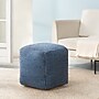 Anji Mountain Madison Ivory Sailor Blue Fabric Square Pouf Ottoman (AMBPF102-1818)~#|#~992F1823-BDEB-413C-BD013E8F7B1134AF_sc7