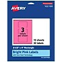 Avery Rectangle Laser/Inkjet Multipurpose Labels, 2.5" x 4", Bright Pink (30/Pack)~#|#~993A6B20-3D65-4CE5-9871A5410EFB88EB_sc7