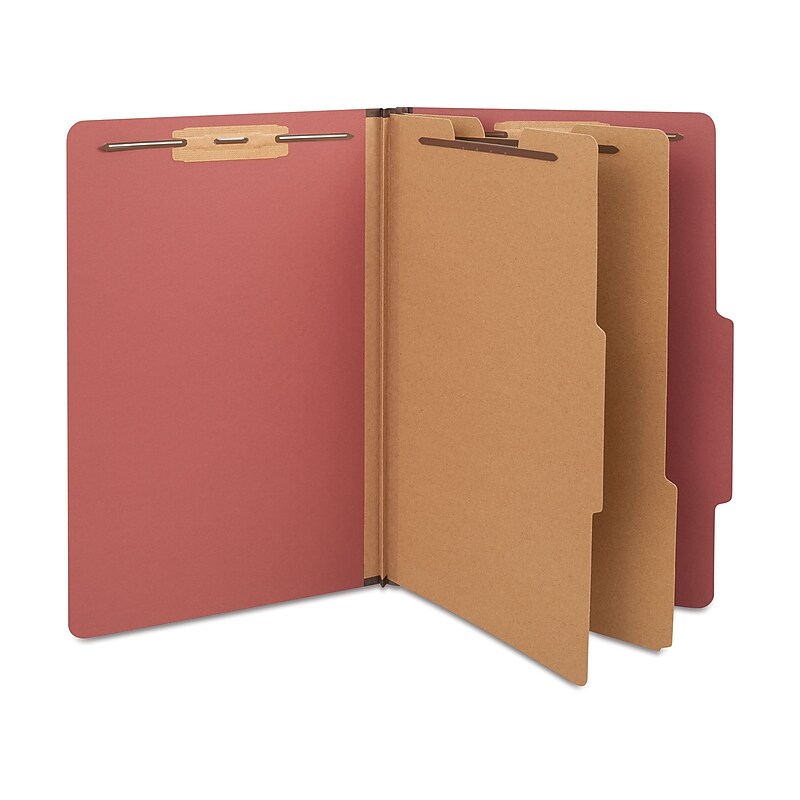 Staples 60% Recycled Pressboard Classification Folder, 2-Dividers, 2.5" Expansion, Legal Size, Red, 10/Box (ST18338/TR18338) image 1