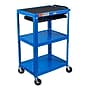 Luxor LEADER 3-Shelf Adjustable Media Utility Cart with Pullout Tray, Blue (UCMT1KB-RB)~#|#~99411545-C84D-4FF8-B8BB59DA9E6C236E_sc7