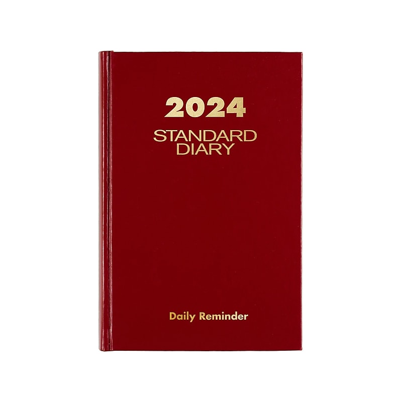 2024 AT-A-GLANCE Standard Diary 5.5" x 8" Daily Reminder, Hardsided Cover, Red/Gold (SD387-13-24) image 1