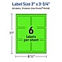 Avery Laser/Inkjet Multipurpose Rectangle Labels, 3" x 3.75", Neon Green, 60/Pack (94248)~#|#~9948B89C-A26A-4CCC-8F40A84D01CFC8AE_sc7