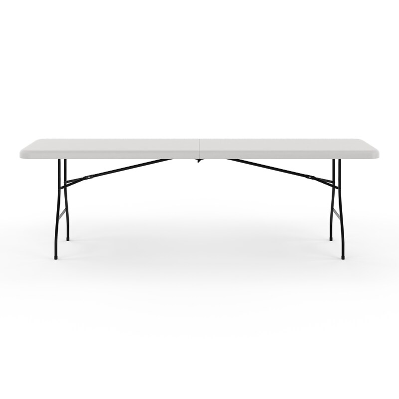 Staples 8' x 30" Heavy Duty Plastic Folding Table, White Granite (79233/54273) image 1