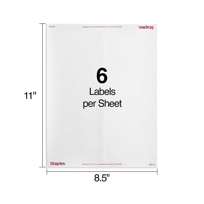 Staples Laser/Inkjet Shipping Labels, 3-1/3