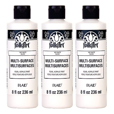Plaid FolkArt Acrylfarbe In Weiß - 236 Ml, Perlmutt-Effekt, Für Viele Oberflächen, Wasserbasiert