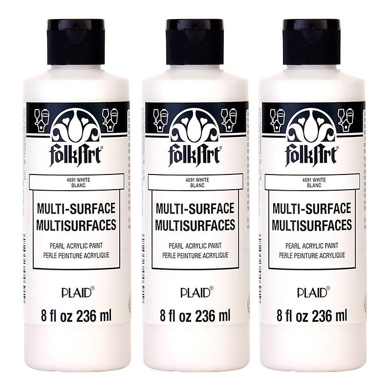 FolkArt Acrylic Paint Multi-Surface, 8oz., Pearl White, 3/Pack(FLK4691-3) image 1