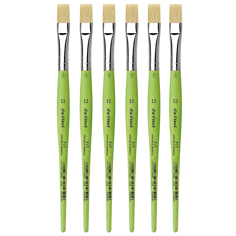da Vinci FIT Oil and Acrylic Synthetic Bristle, Flat Brush, 6/Pack (DVXVA37912-6) image 1