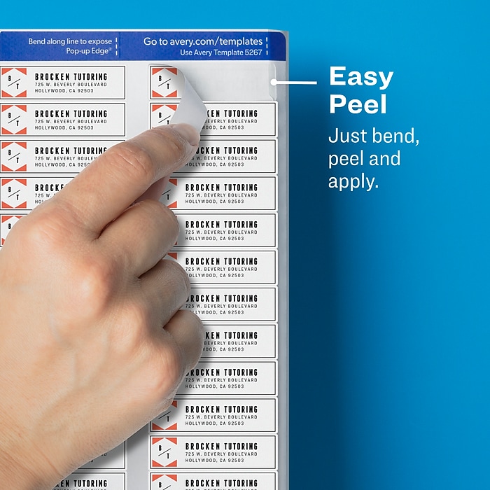 Avery Easy Peel Laser Return Address Labels, 1/2