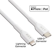 NXT Technologies™ 6 ft. Braided  Lightning  to USB-C Cable, White (NX56827)