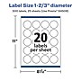 Avery Laser/Inkjet Multipurpose Circle Labels, 1.66" Dia, Glossy Clear, 500/Pack (94508)~#|#~99619CD3-AC69-4C61-BE5FEED917FFC5E6_sc7