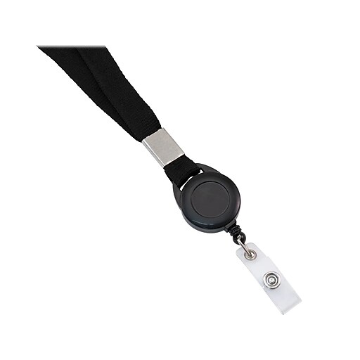 Advantus Breakaway Badge Reel with Lanyard, Black, Dozen (97132) Staples