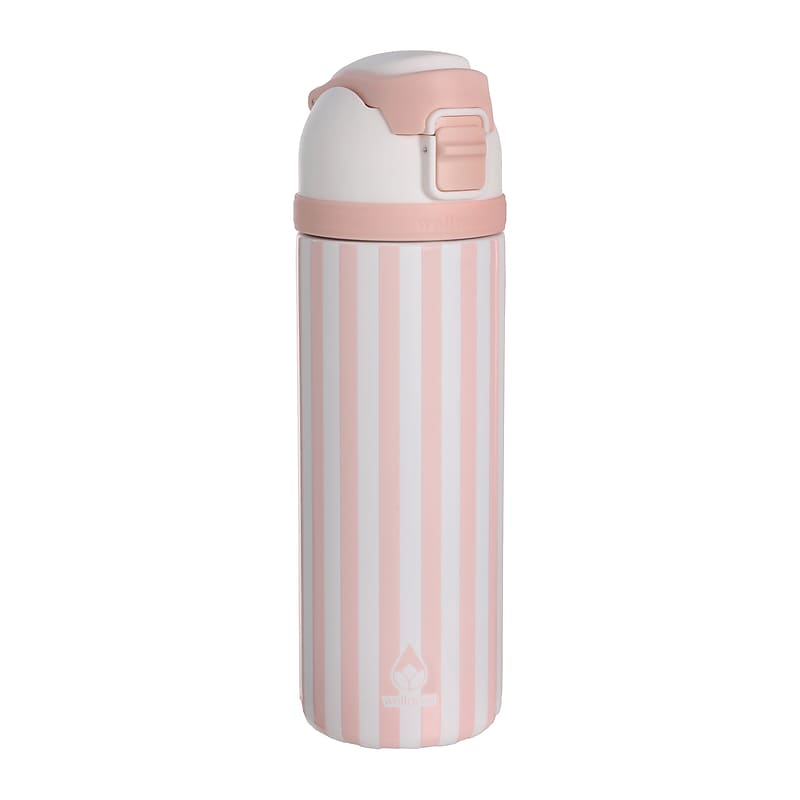 wellness Revive Cabana Stripe Stainless Steel Double Wall Insulated Water Bottle, 24 oz., Pink (426153) image 1