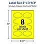 Avery Laser/Inkjet Multipurpose Oval Labels, 2" x 3-1/3", Neon Yellow, 160/Pack (94056)~#|#~99823AAD-D90D-423A-9D487F29C0063435_sc7