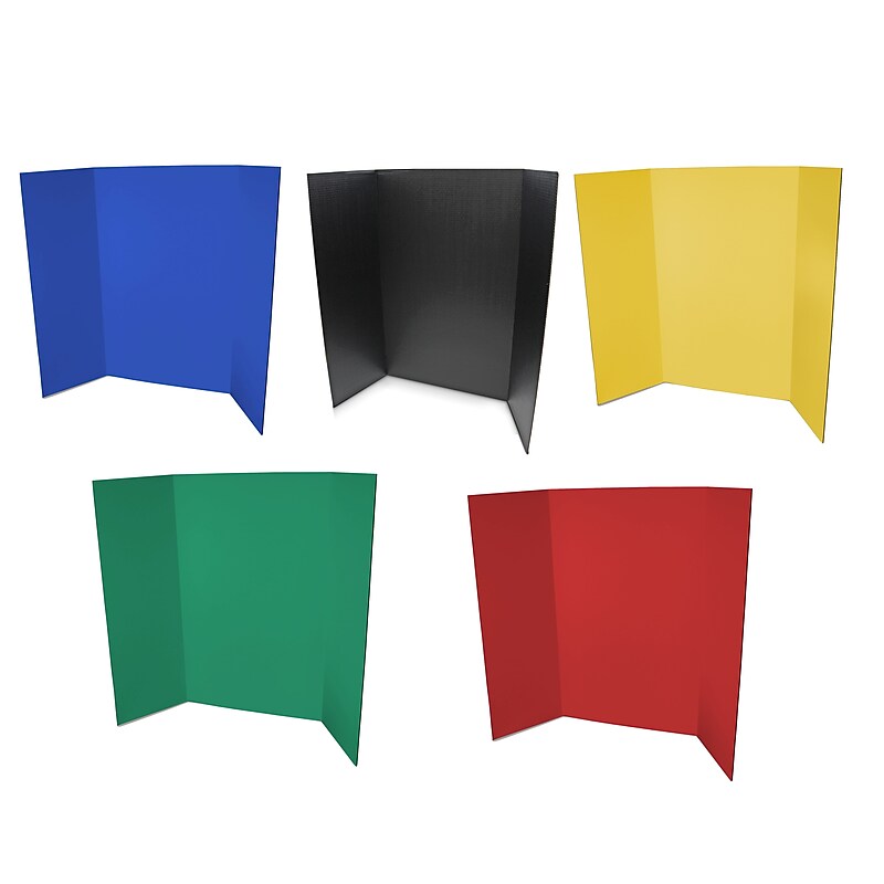 Flipside Tri-Fold Presentation Board, 48" x 36", Corrugated, Assorted Colors, 10/Pack (30045-10) image 1