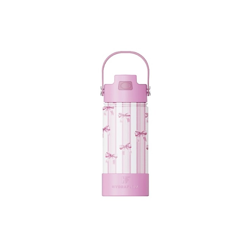 HYDRAFLOW Hybrid Bows and Stripes Stainless Steel Tumbler, 14 oz., Pink/White (400801) image 1