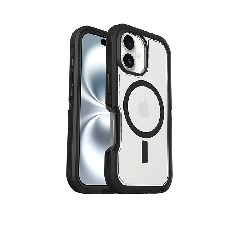 OtterBox Defender Pro XT MagSafe Compatible Phone Case for Apple iPhone 16, Shock Absorbing, Clear/Black (77-99687) image 1