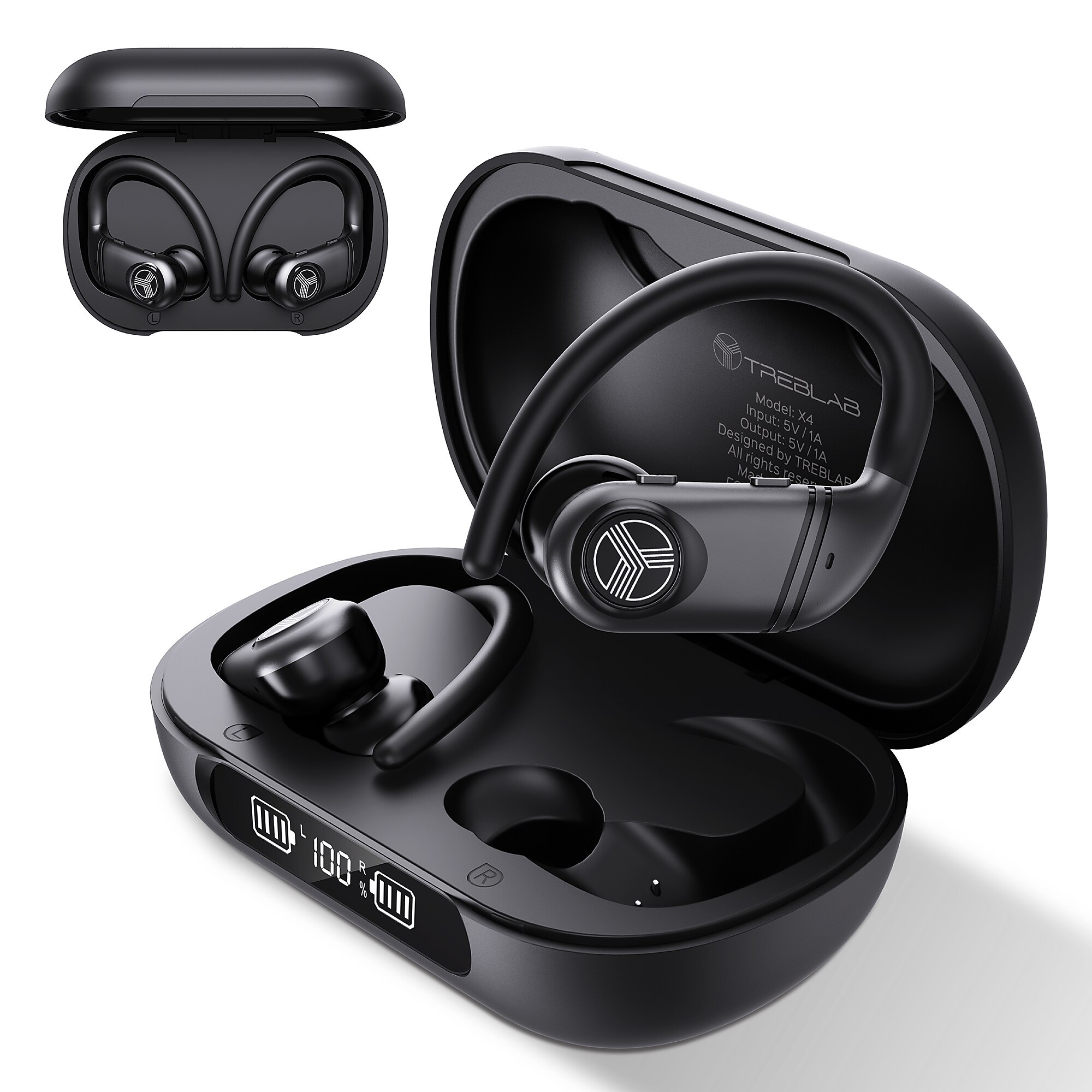 Treblab X4 Wireless Earbuds, Bluetooth, Black Simolary simolary.com