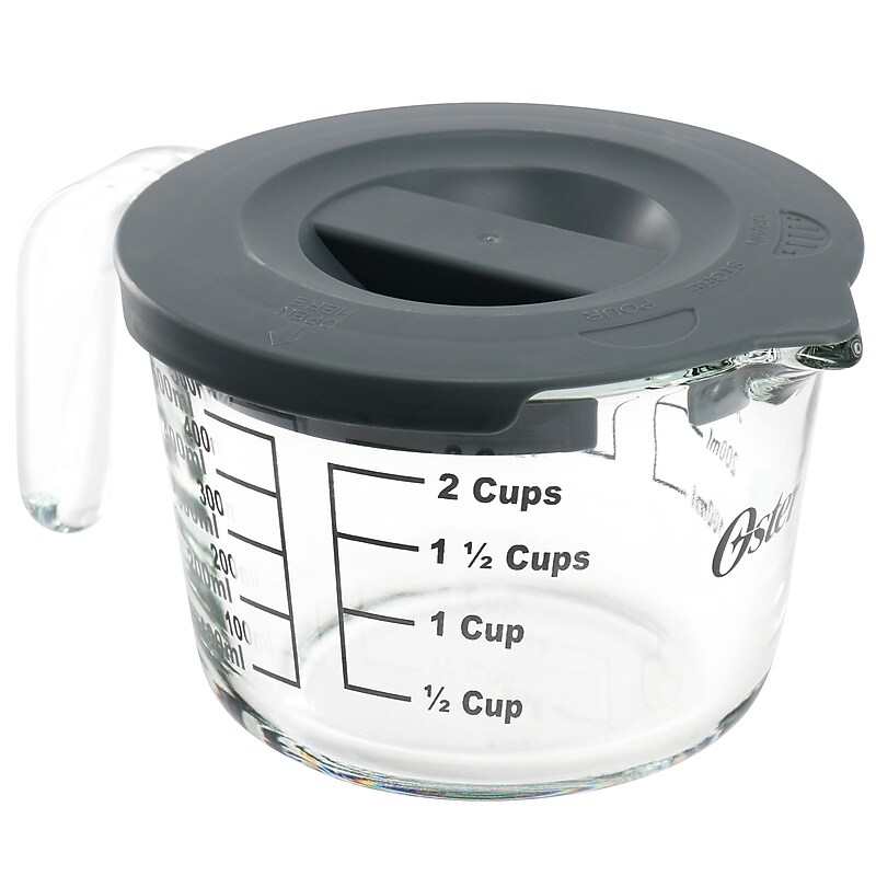 Oster Coolidge Glass Measuring Cup with Lid, Gray, 16 oz. (935121807M) image 1