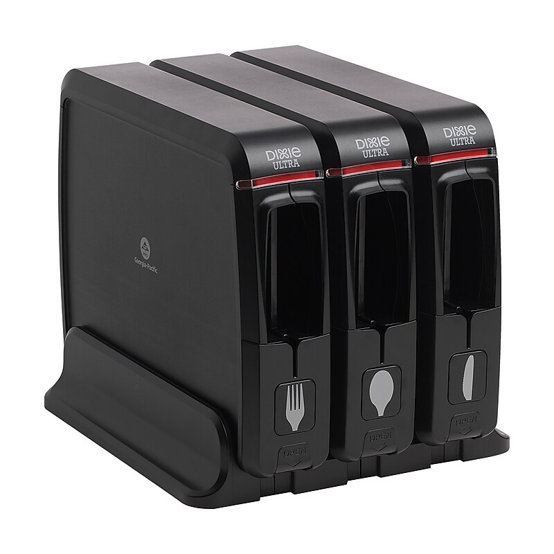 Dixie Ultra Triple Pack SmartStock Series-W Plastic Cutlery Dispenser, Black, 3/Carton (SSW3D85) image 1