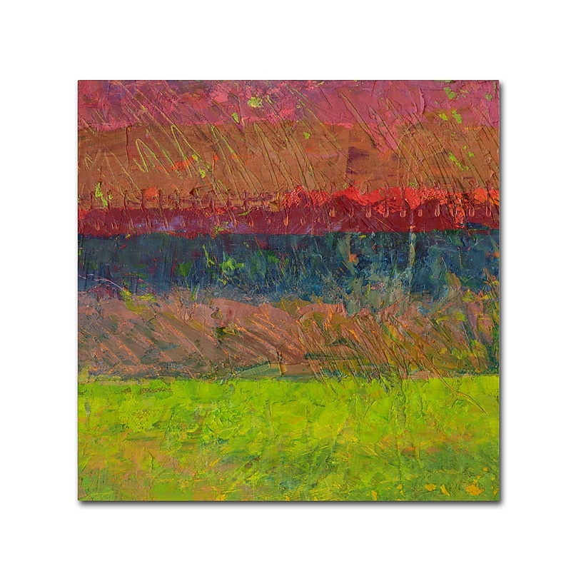 Trademark Fine Art Michelle Calkins 'Lake and Hills' 14" x 14" Canvas Stretched (190836069903) image 1