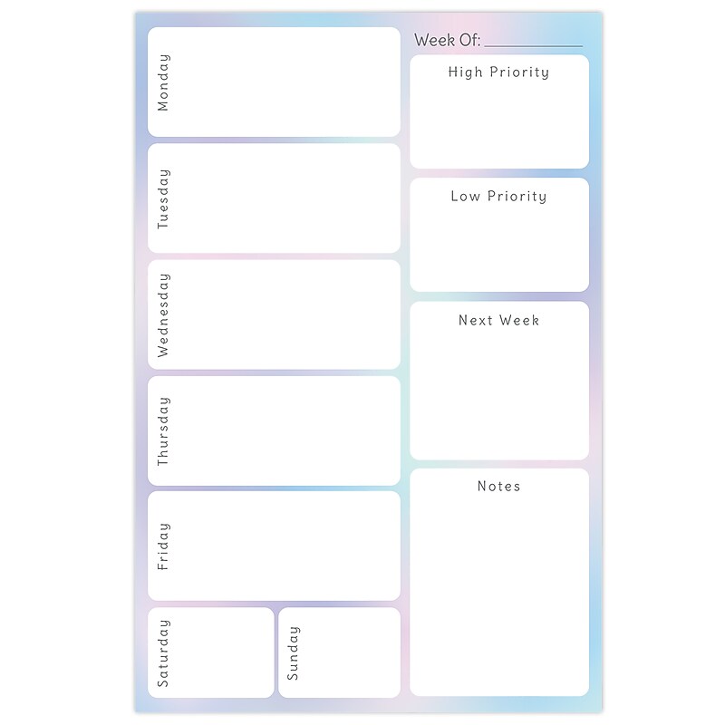 Global Printed Products Weekly To-Do List and Planning Pad, 6" x 9", Multicolored, 60 Sheets/Pad (GPP-PAD-69TD-04) image 1