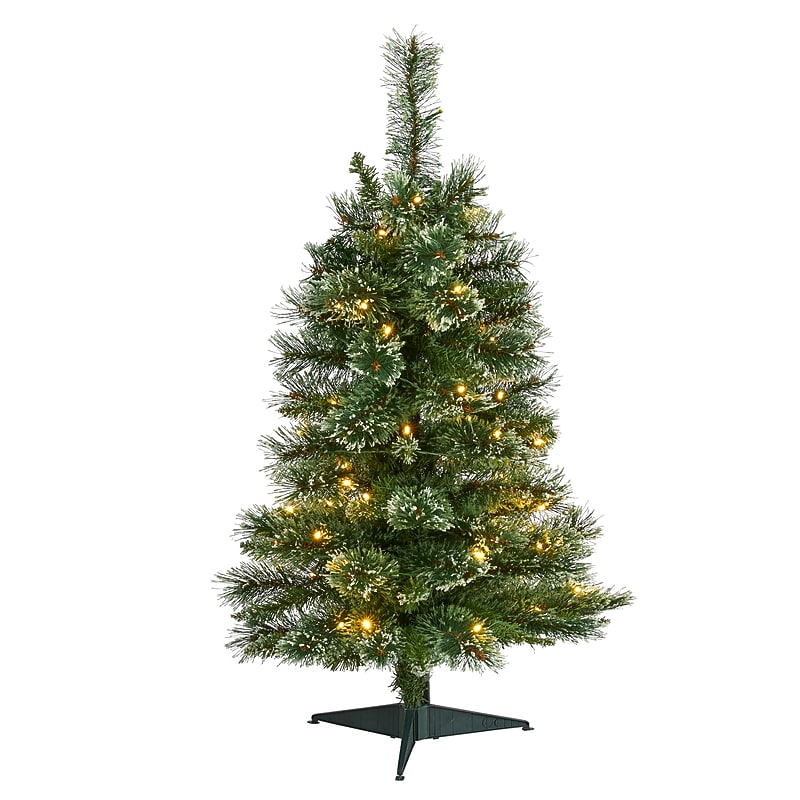 Nearly Natural Wisconsin Slim Snow Tip Pine Artificial Christmas Tree, 3' (T1632) image 1