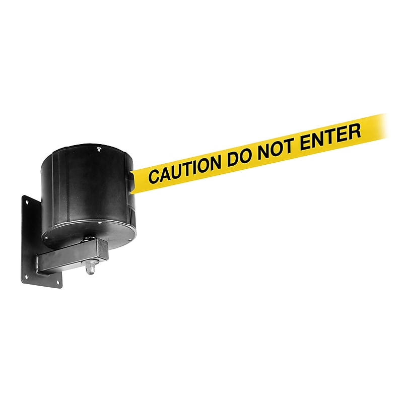 Queue Solutions WallPro 750 Wall-Mountable 55' Retractable Belt Barrier, CAUTION DO NOT ENTER, Yellow/Black (WP750B-YBC55) image 1