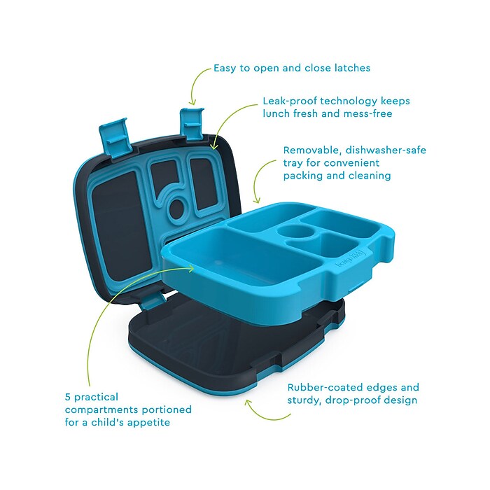 bentgo Kids Dinosaur Bento Box, 5-Compartment, Multicolor, 19 oz