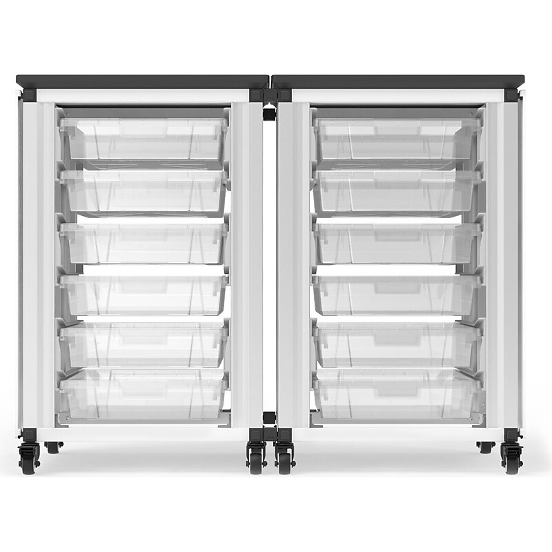 Luxor Mobile 12-Section Modular Classroom Storage Cabinet, 28.75"H x 18.2"D, White (MBS-STR-21-12S) image 1