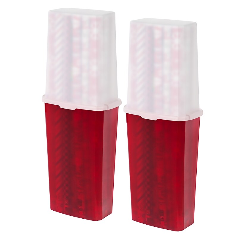 Iris 96 Quart Wrapping Paper Storage Container with Lid, Plastic, Red/White, 2/Pack (585826) image 1