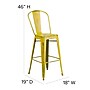 Flash Furniture Carly Indoor-Outdoor Bar Height Stool with Back, Yellow with Teak Seat (ET353430YLPL1T)~#|#~99D4BB75-F863-4DED-AC2FB75BBDB21992_sc7