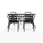 Flash Furniture Lila 55" Patio Table with Umbrella Hole and 4 Slat Stack Chairs, Black (TLH089R017CBK4)~#|#~99EE1238-1E2A-4313-9360CA181BCFADBA_sc7