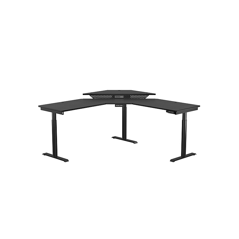 VersaDesk PowerLift 72"W Electric Corner Adjustable Standing Desk, Black (PLCSD7272-BB-APP) image 1