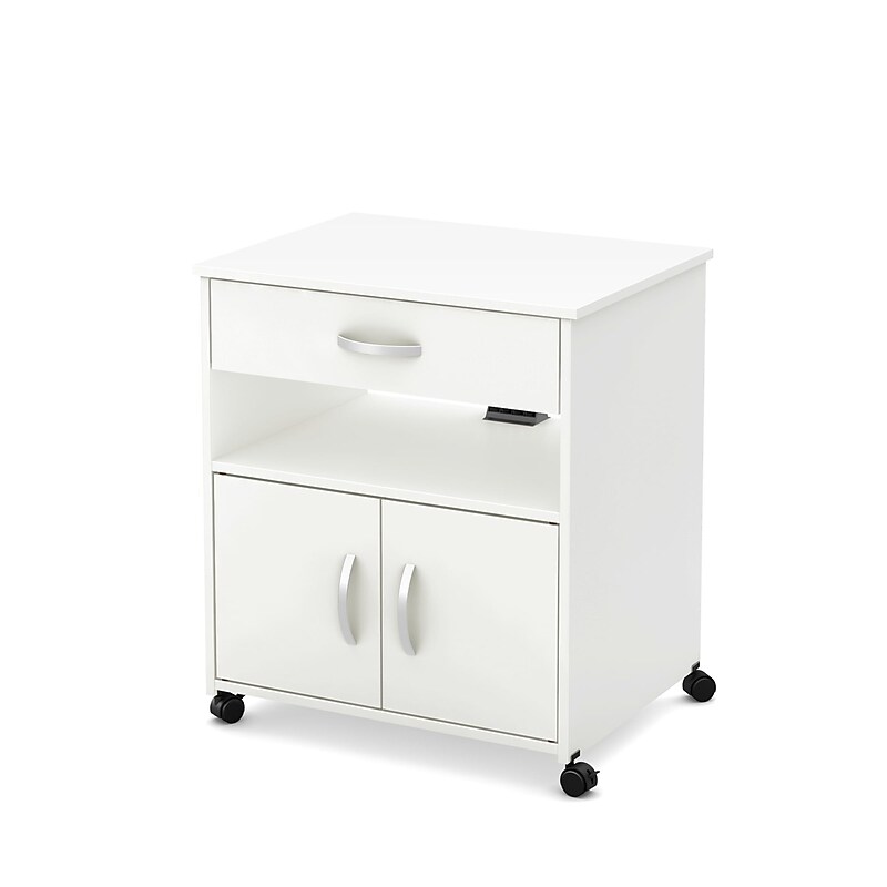 South Shore Axess Vertical Microwave Cart on Wheels, Pure White (10012) image 1