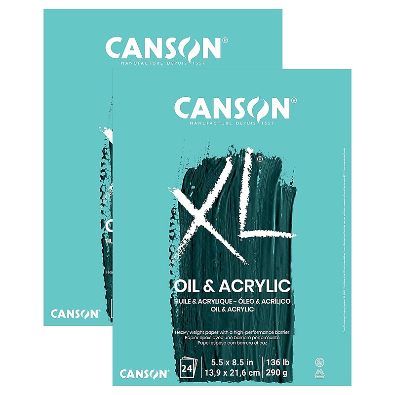 Canson XL Series 5.5" x 8.5" Oil & Acrylic Pad, 24 Sheets/Pad, 2 Pads/Bundle (MCXC400026821-2) image 1