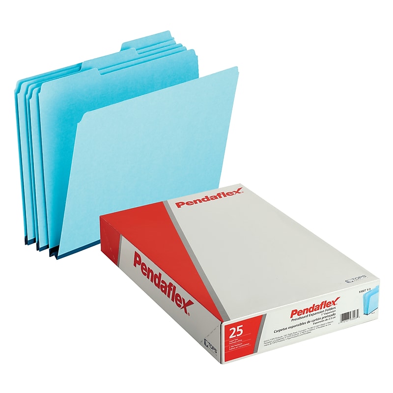 Pendaflex Recycled Heavy Duty File Folder, 1/3-Cut Tab, Legal Size, Blue, 25/Box (9300T 1/3) image 1