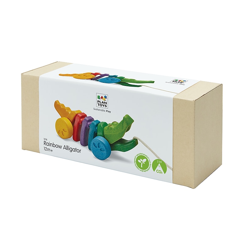 Plan Toys Rainbow Dancing Alligator Wooden Pull Toy, Multicolored (PTS1416) image 1