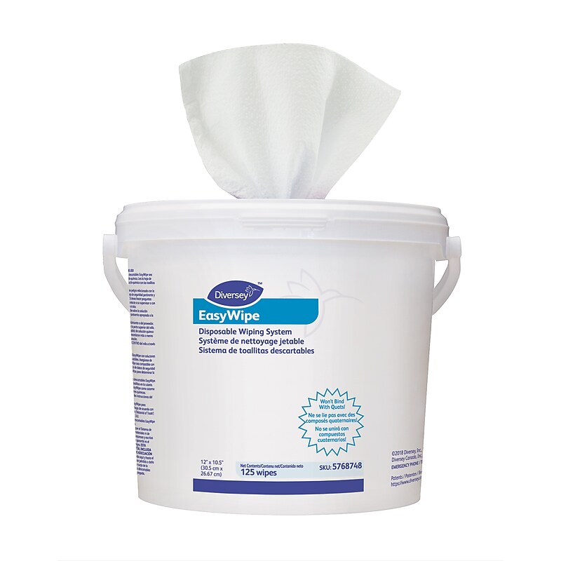 Diversey EasyWipe Polypropylene Cleaning Wipers, 10.5" x 12", White, 120 Wipers/Box, 6/Carton (D5768748) image 1