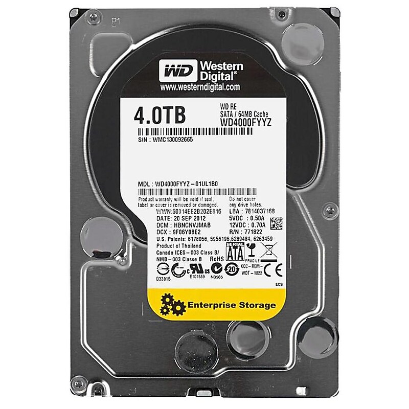 Western Digital RE 4TB 7200RPM SATA 6Gbps 64MB Cache 3.5-inch Internal Hard Drive, Certified Pre-Owned Product (WD4000FYYZ) image 1
