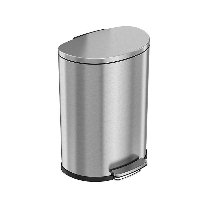 HLS Commercial Stainless Steel Trash Can with Hinged Lid, 13.2-Gallon, Silver (HLSS13DFR) image 1